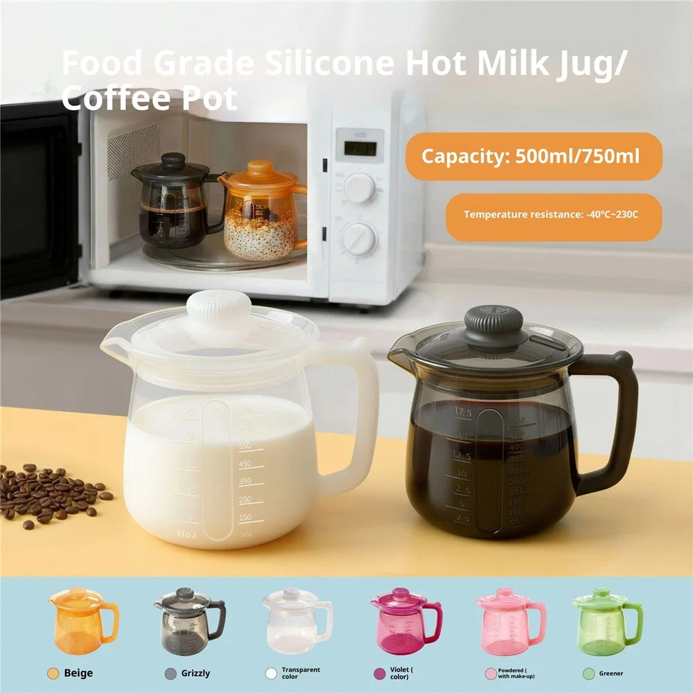500ml Food Grade Silicone Milk Jug Heat Resistant Water Kettle Coffee Pot for Tea (BPA-Free, FDA Certified) - Transparent - 4