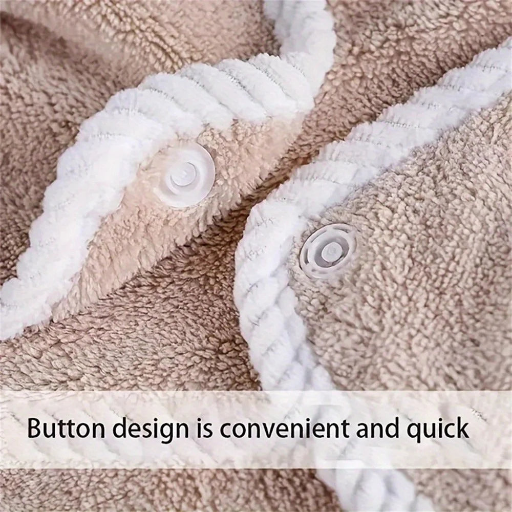 135x80cm Thickened Coral Fleece Bath Robe Absorbent Wearable Towel Wrap Bath Dress for Bathroom Home - Deep Pink - 7