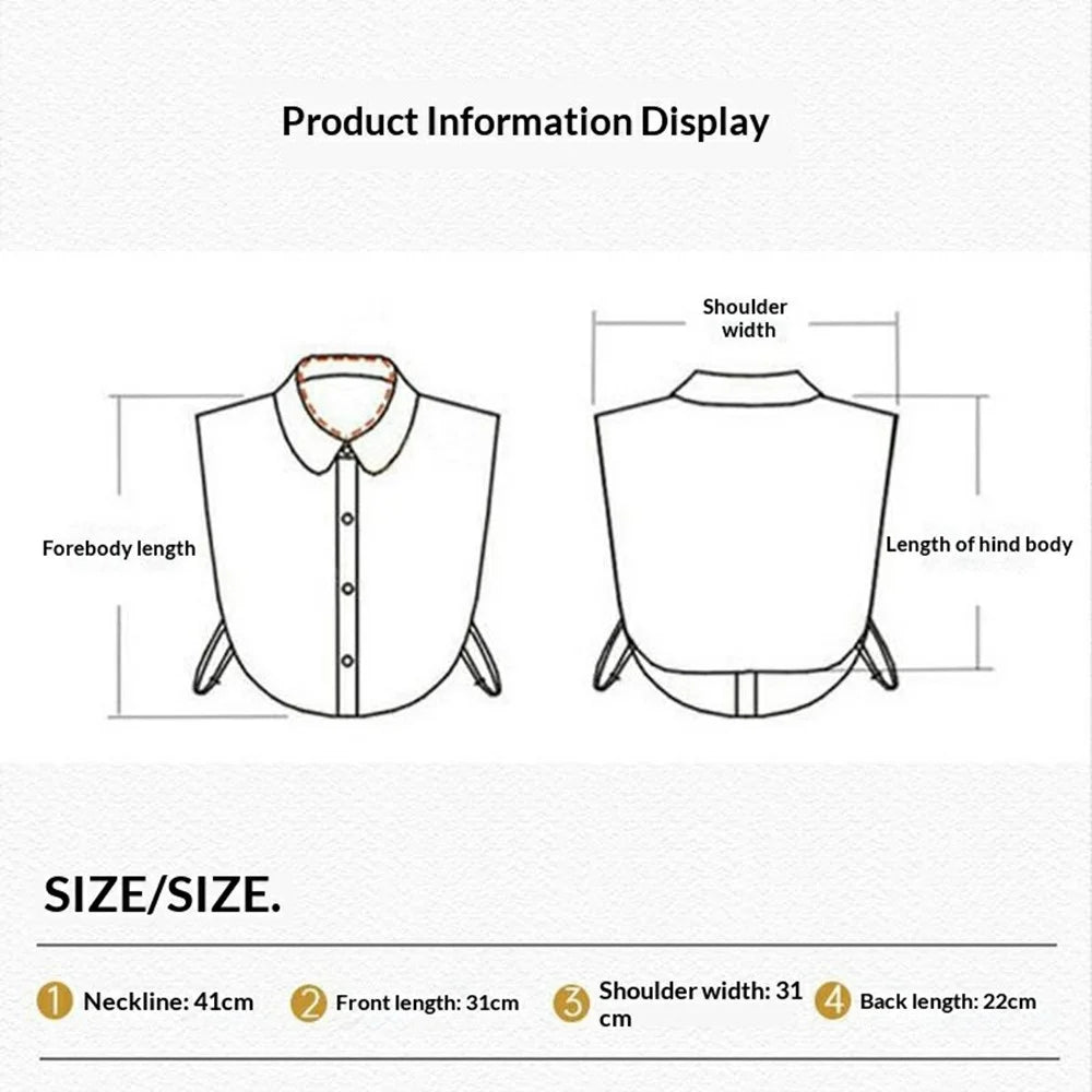 Detachable Lace Collar Stand Up Ruffle Collar Dickey Collar Front Button Half Shirt Fake Collar for Shirt Dress - Black - 6