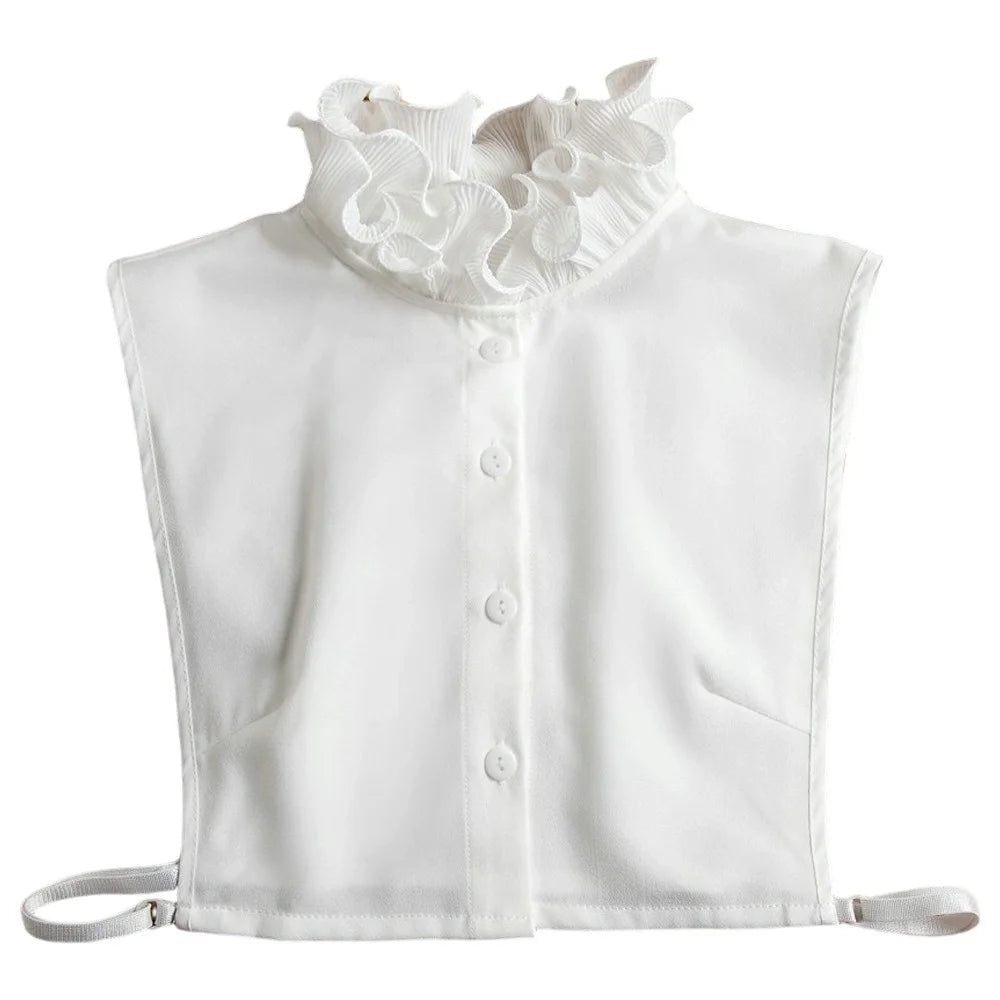 Women Detachable Fake Collar Dickey Collar Layered Pleated Ruffle Collar Multi-Functional Decorative False Collar Half Shirt - White - 1