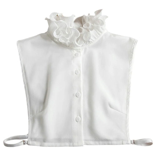 Women Detachable Fake Collar Dickey Collar Layered Pleated Ruffle Collar Multi-Functional Decorative False Collar Half Shirt - White - 1