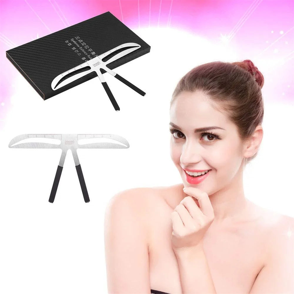 Professional Eyebrow Measure & Balance Ruler 3-Point Positioning Stainless Steel Measuring Eyebrow Tool - 2
