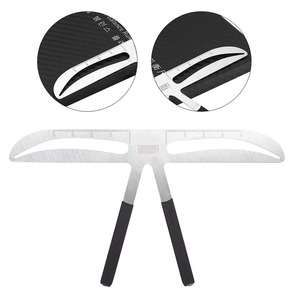 Professional Eyebrow Measure & Balance Ruler 3-Point Positioning Stainless Steel Measuring Eyebrow Tool - 4