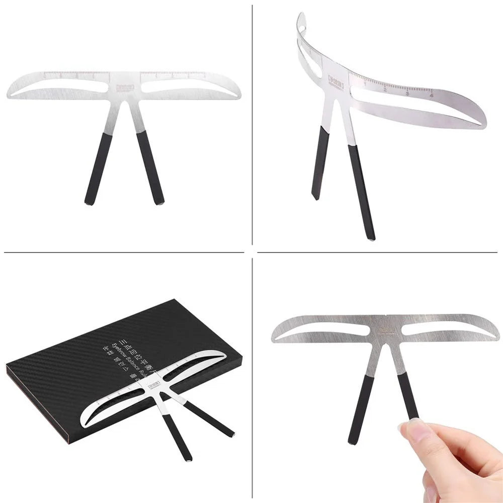 Professional Eyebrow Measure & Balance Ruler 3-Point Positioning Stainless Steel Measuring Eyebrow Tool - 5