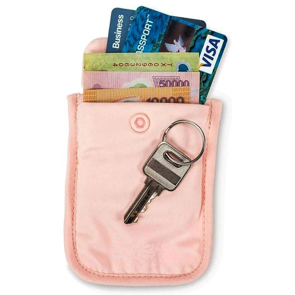 Nylon Undergarment Money Card Pouch RFID Blocking Travel Hidden Waist Card Mini Bag for Women - Pink - 2