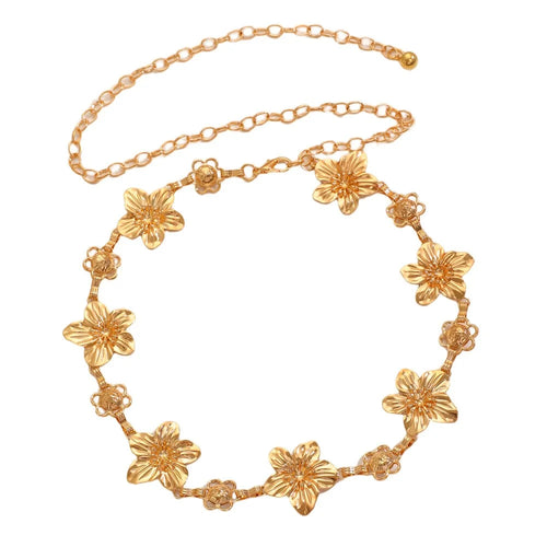 Women's Metal Flower Chain Belt Waist Chain Boho Beach Body Jewelry Belly Chain for Summer - 1