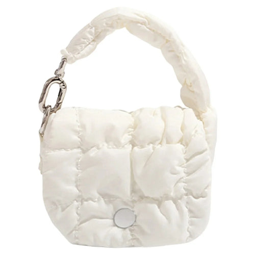 Mini Puffer Handbag Quilted Cloud Bag Lightweight Portable Shoulder Bag for Women - White - 1