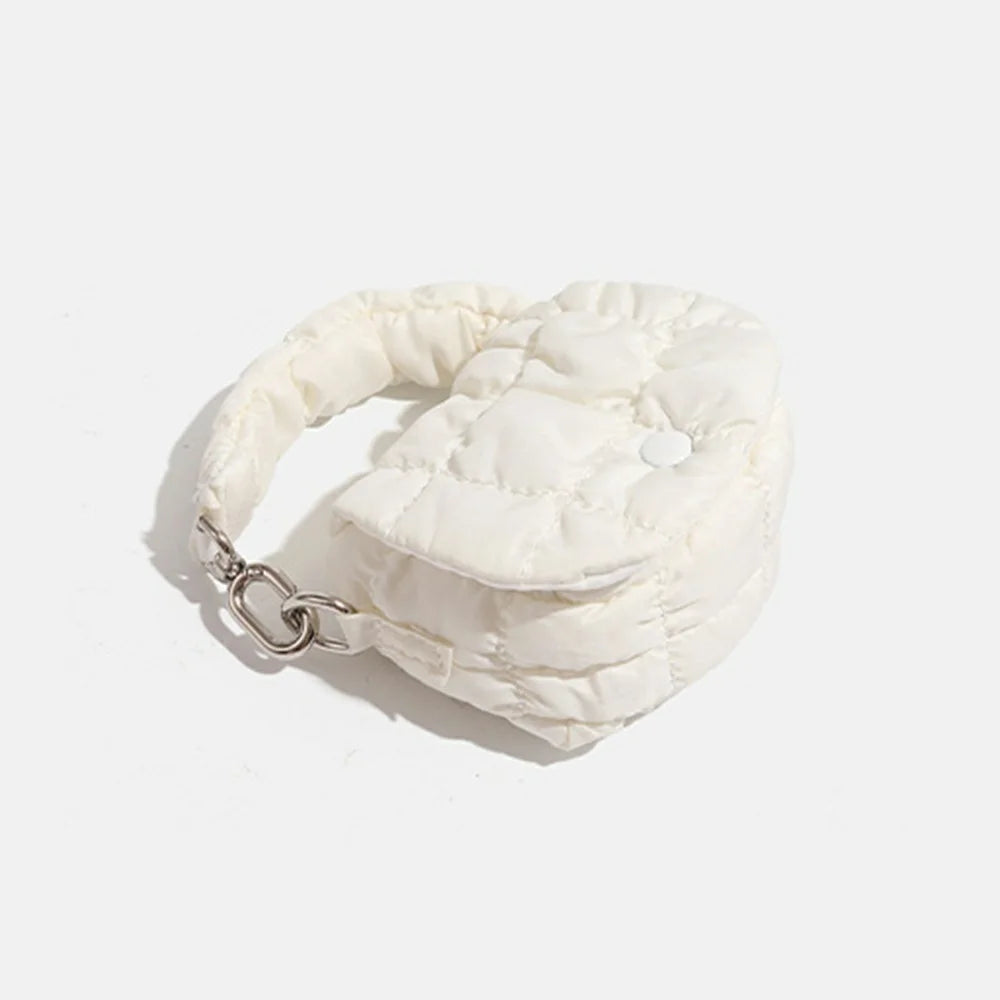 Mini Puffer Handbag Quilted Cloud Bag Lightweight Portable Shoulder Bag for Women - White - 6