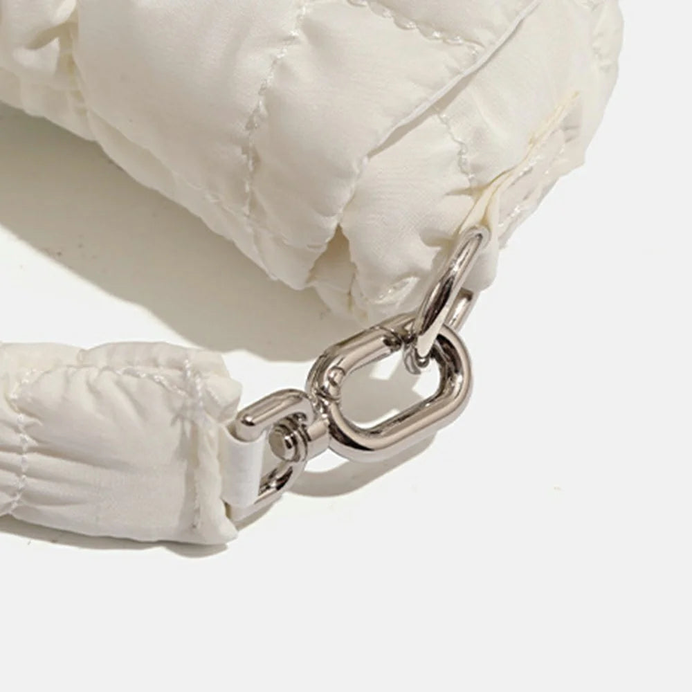 Mini Puffer Handbag Quilted Cloud Bag Lightweight Portable Shoulder Bag for Women - White - 7