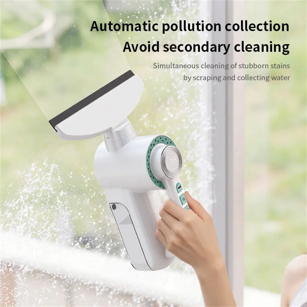 Electric Glass Window Wiper Suction Water Vacuum LED Display Squeegee Cleaner Bathroom Mirror Scraper Car Blade Brush - 3
