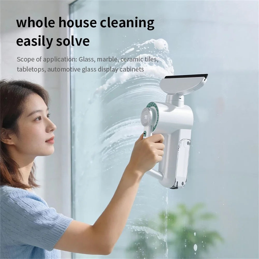 Electric Glass Window Wiper Suction Water Vacuum LED Display Squeegee Cleaner Bathroom Mirror Scraper Car Blade Brush - 4