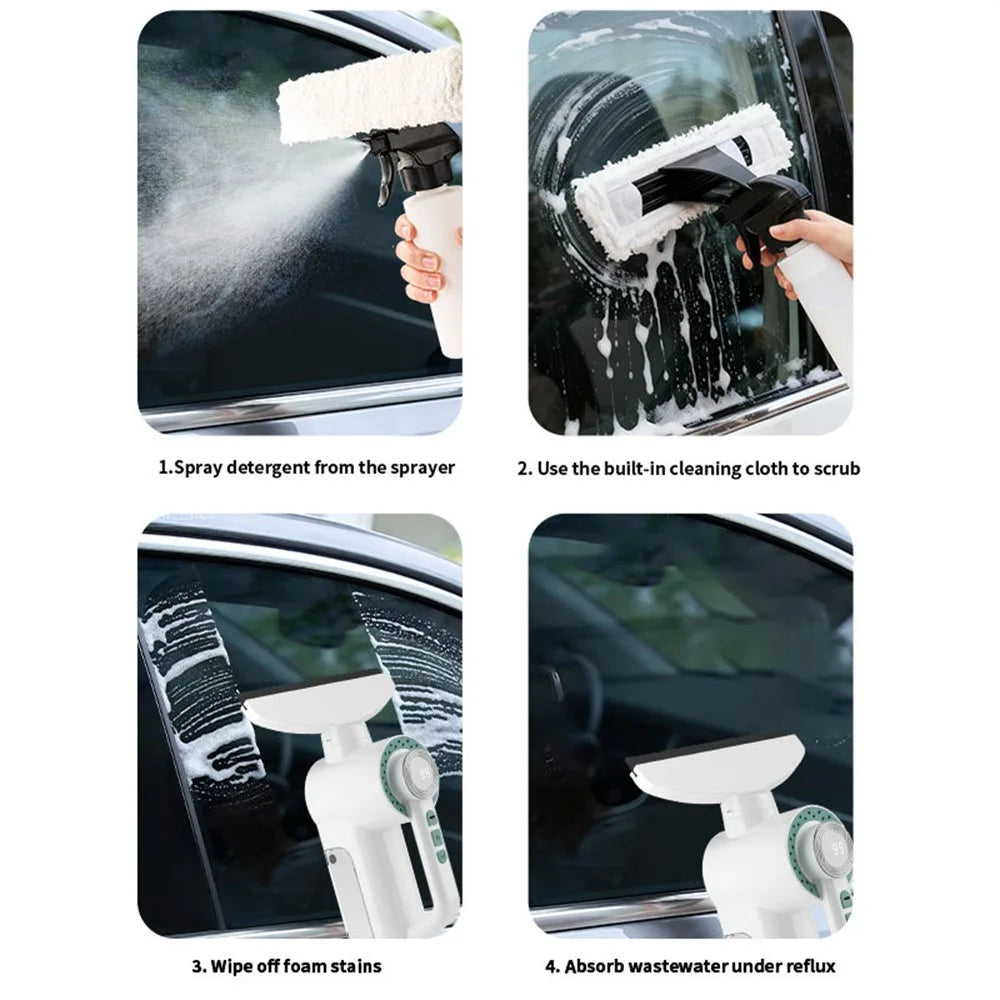 Electric Glass Window Wiper Suction Water Vacuum LED Display Squeegee Cleaner Bathroom Mirror Scraper Car Blade Brush - 5
