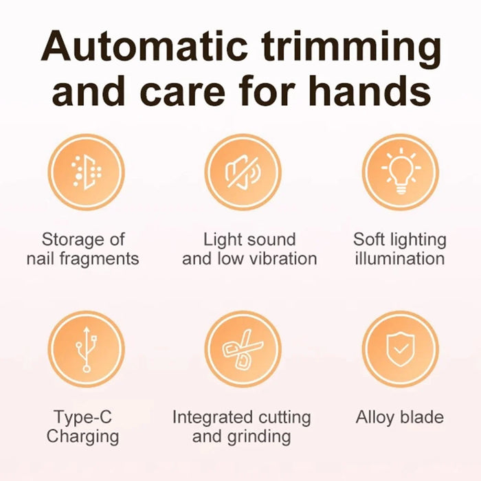 HZ-005 Electric Nail Clipper Rechargeable 3-Speed Adjustment Automatic Nail Trimmer for Home - Orange - 3