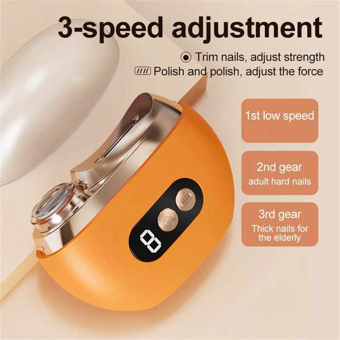 HZ-005 Electric Nail Clipper Rechargeable 3-Speed Adjustment Automatic Nail Trimmer for Home - Orange - 5