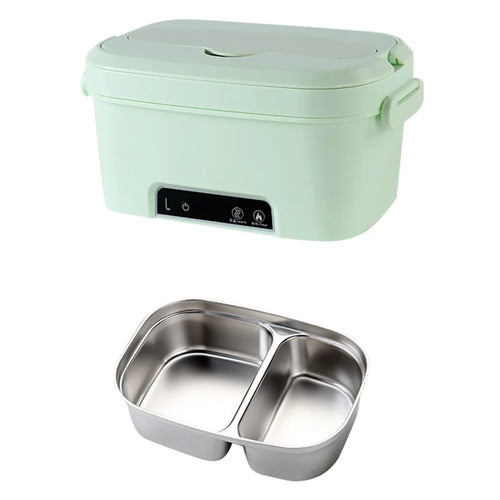 RT-505 1500ml Portable Electric Lunch Box Wireless Waterless Heating 304 Stainless Steel Food Warmer for Office Outdoor - Green - 1
