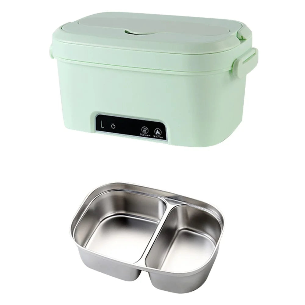 RT-505 1500ml Portable Electric Lunch Box Wireless Waterless Heating 304 Stainless Steel Food Warmer for Office Outdoor - Green - 1
