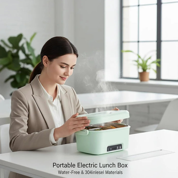 RT-505 1500ml Portable Electric Lunch Box Wireless Waterless Heating 304 Stainless Steel Food Warmer for Office Outdoor - Green - 5