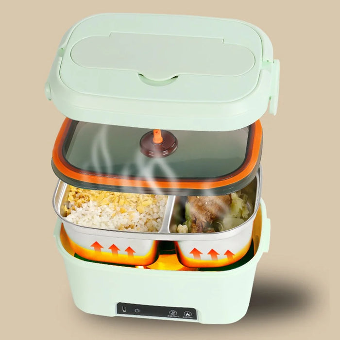 RT-505 1500ml Portable Electric Lunch Box Wireless Waterless Heating 304 Stainless Steel Food Warmer for Office Outdoor - Green - 6