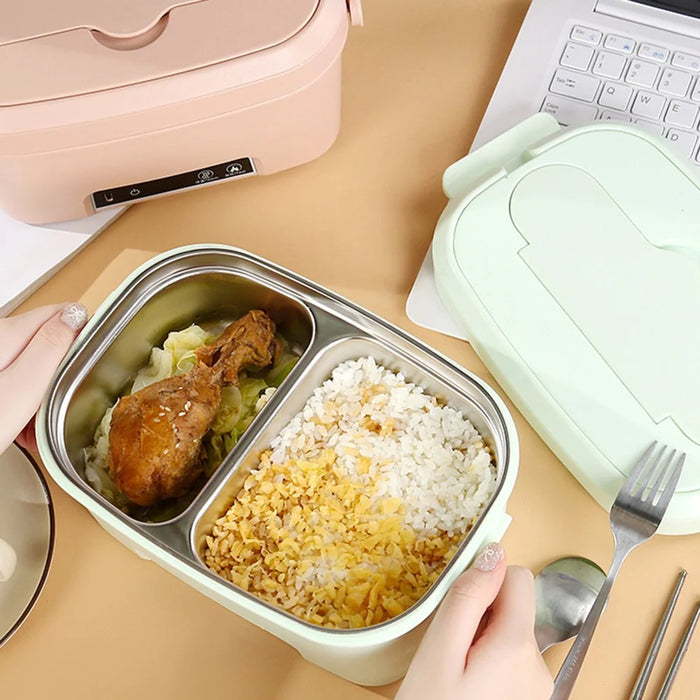 RT-505 1500ml Portable Electric Lunch Box Wireless Waterless Heating 304 Stainless Steel Food Warmer for Office Outdoor - Green - 7