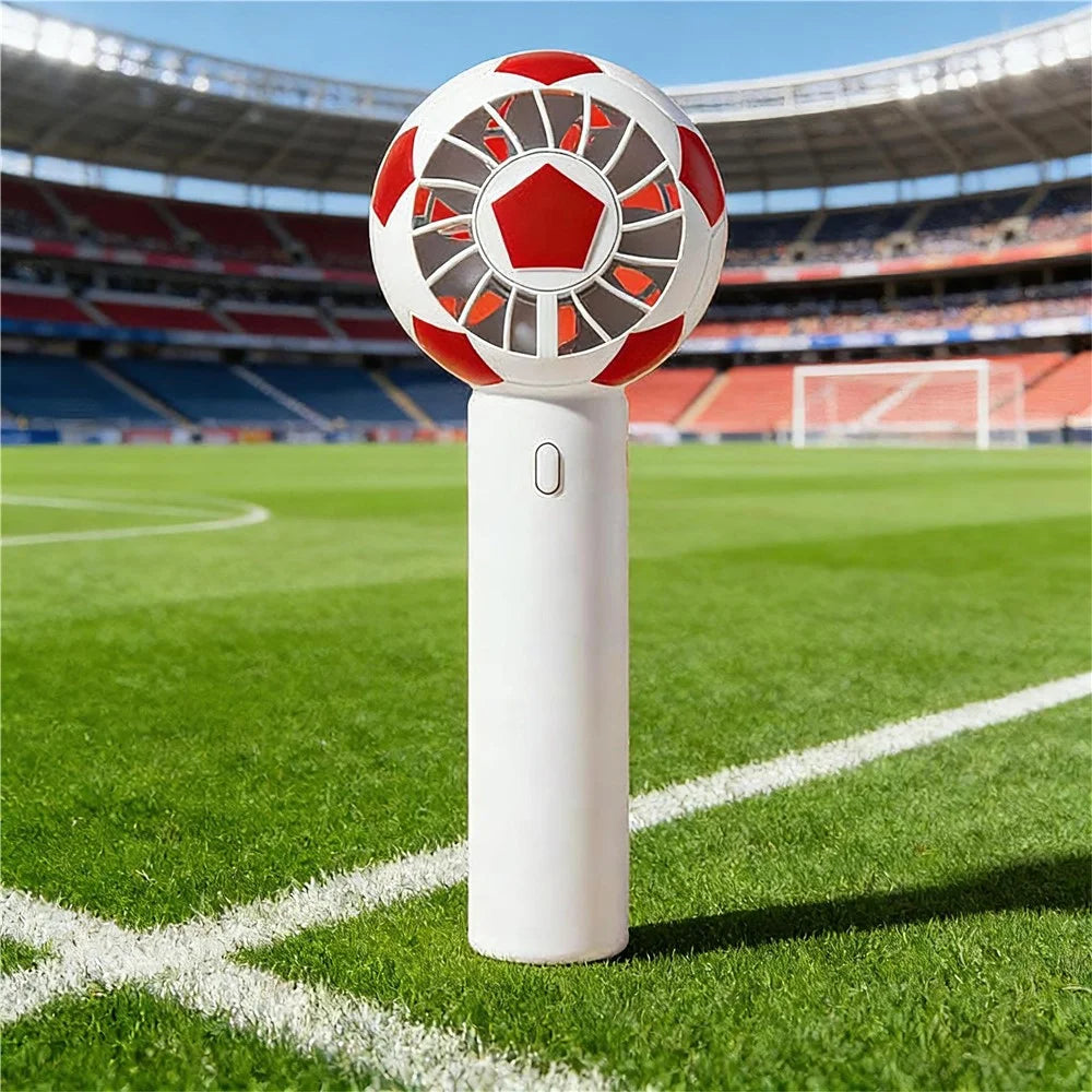 Soccer Ball Shaped Fan USB Rechargeable Mini Portable Creative DIY Football Shaped Handheld Fan - Red - 2