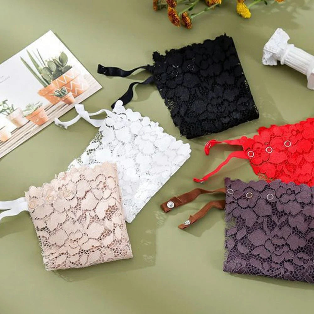 Women Seamless Strapless Lace Bandeau Anti-Slip Invisible Bra Chest Pad Holder - Black - 4