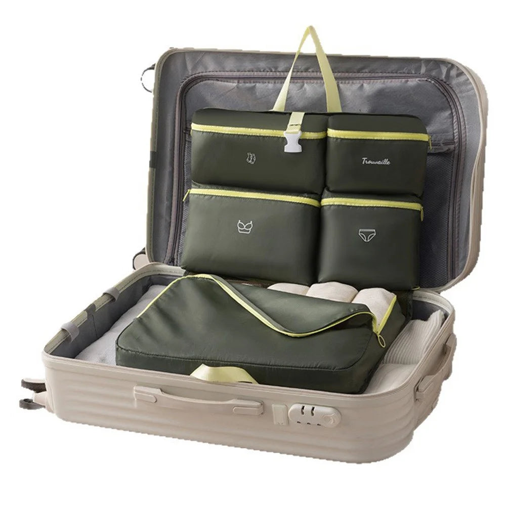 Large Capacity Travel Storage Bag Foldable Waterproof Clothes Organizer for Home Travel Packing - Army Green - 2