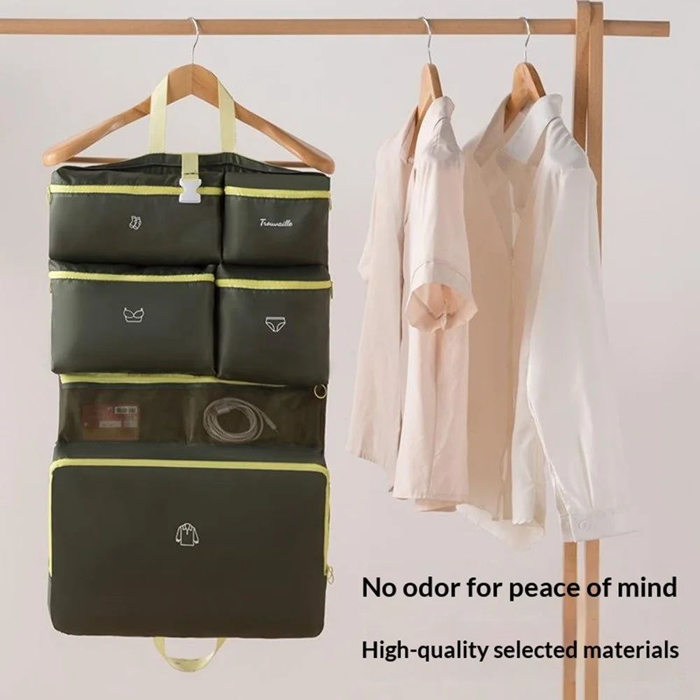 Large Capacity Travel Storage Bag Foldable Waterproof Clothes Organizer for Home Travel Packing - Army Green - 5