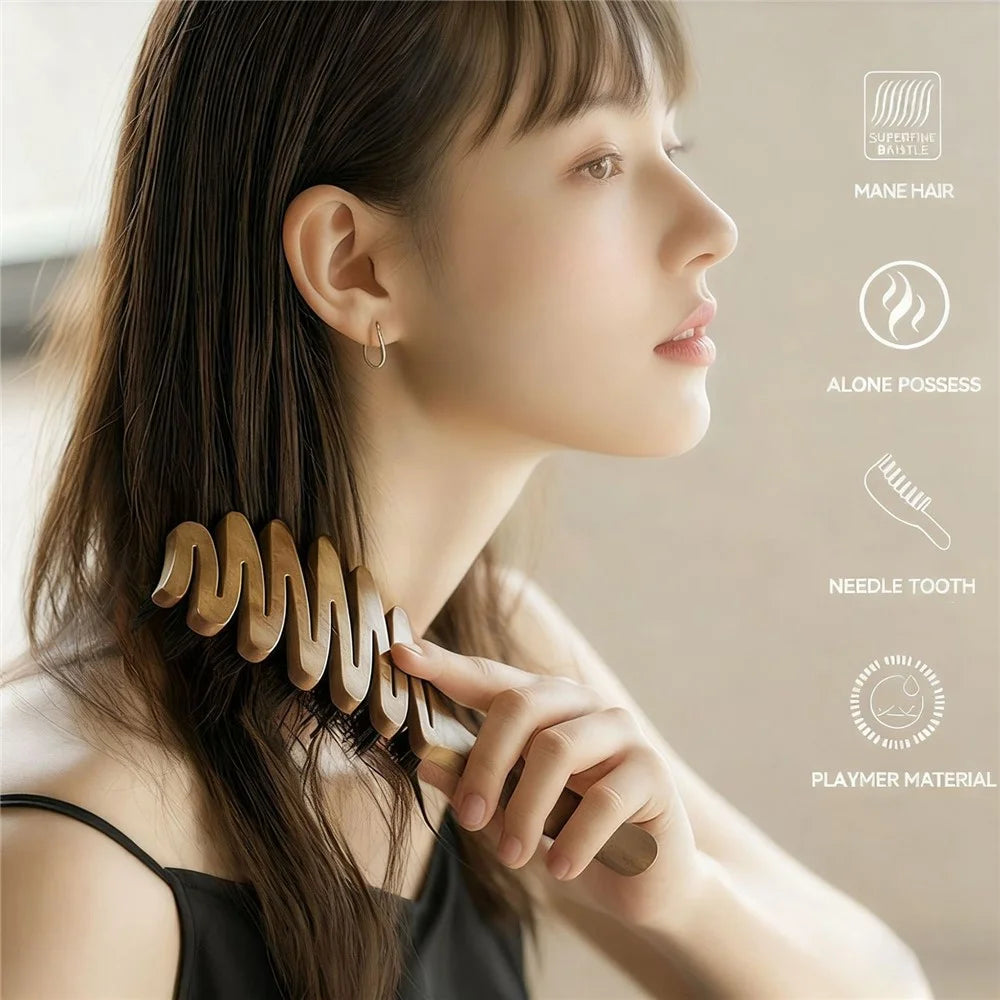 Folding Boar Bristle Hair Brush Portable Travel Styling Comb Anti-Static Massage Comb for Men Women - 2