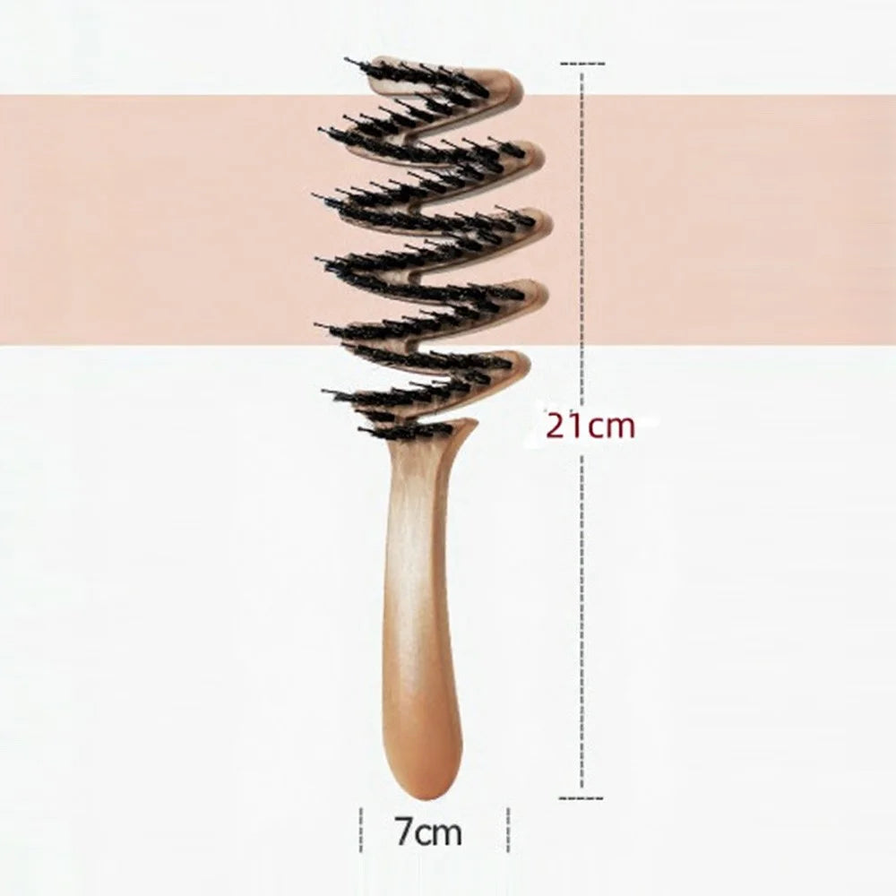 Folding Boar Bristle Hair Brush Portable Travel Styling Comb Anti-Static Massage Comb for Men Women - 4