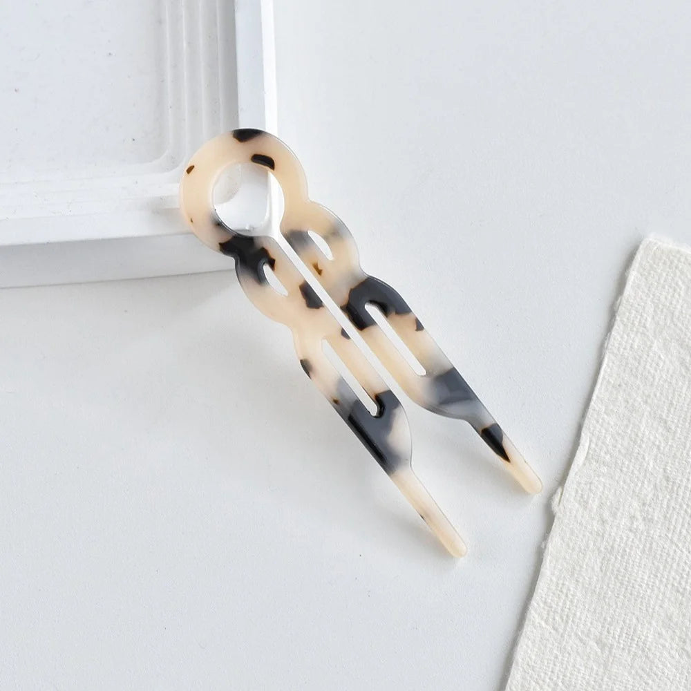 9cm U-Shaped Hair Comb Tortoiseshell Pattern Hair Pin Updo Hair Clip Hairpin for Women - 2