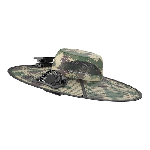 Solar Powered Fan Hat UV Protection UPF50+ Rechargeable Outdoor Sun Protection Cap for Fishing Hiking Golf Cycling - Camouflage Green - 1