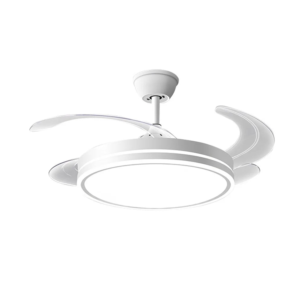 42 Inch Invisible Ceiling Fan Light 96W Dimmable 3 Color Temperature Quiet LED Lamp for Living Room Bedroom - Round  /  White - 1
