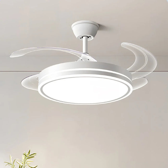 42 Inch Invisible Ceiling Fan Light 96W Dimmable 3 Color Temperature Quiet LED Lamp for Living Room Bedroom - Round  /  White - 7