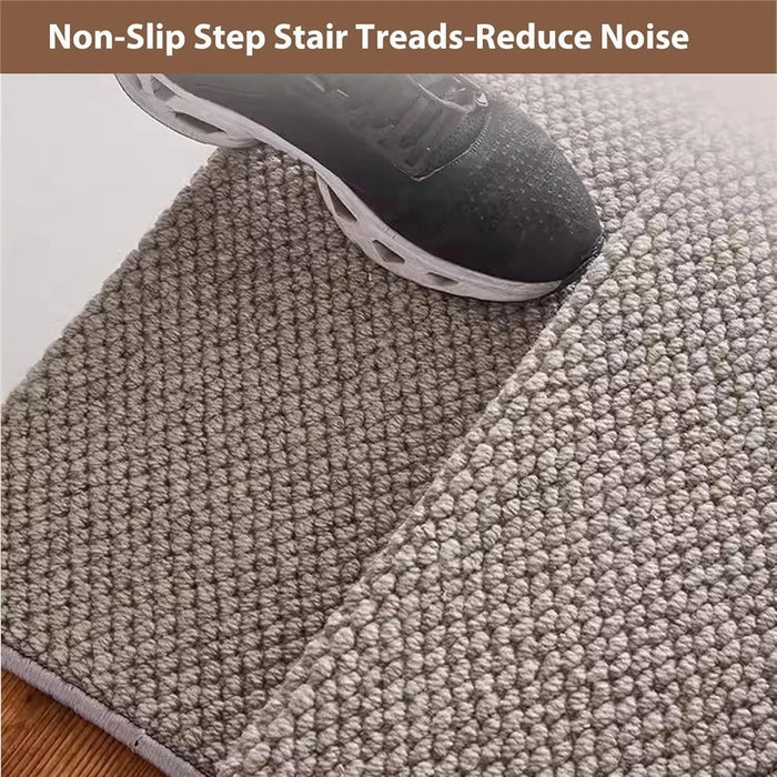 100x24cm Wool Stair Treads Self-Adhesive Non-Slip Carpet Runner Stair Protector Staircase Step Cover for Indoor - Beige  /  Rectangle - 5
