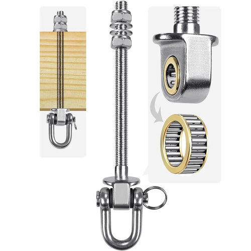 180mm Heavy Duty Swing Hanger with Bearings 304 Stainless Steel 300° Silent Swivel 680kg Capacity Hardware for Porch Swing Yoga Hammock - U-Ring - 1