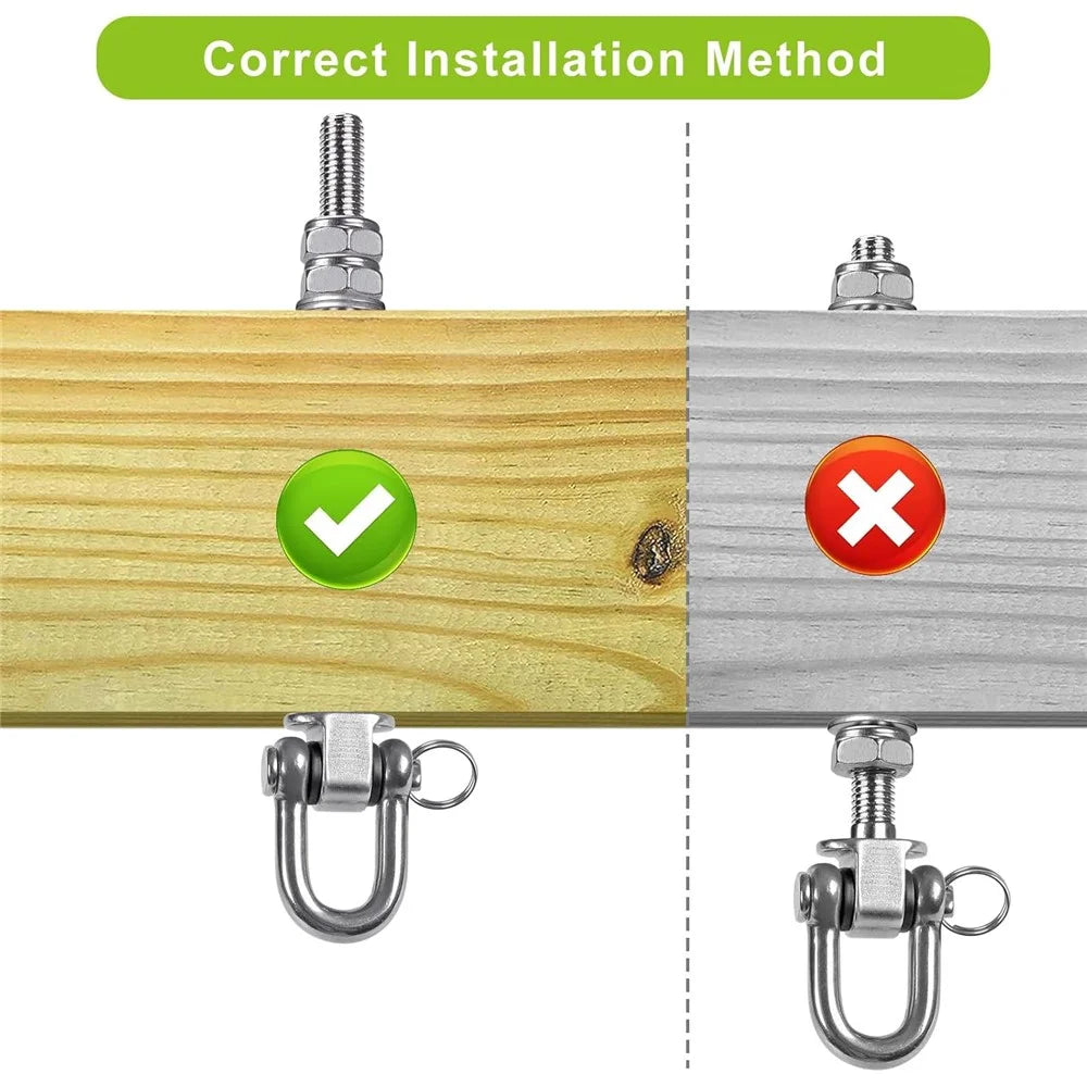 180mm Heavy Duty Swing Hanger with Bearings 304 Stainless Steel 300° Silent Swivel 680kg Capacity Hardware for Porch Swing Yoga Hammock - U-Ring - 6