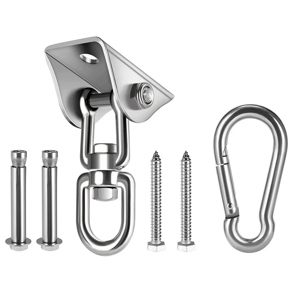 Heavy-Duty Stainless Steel Hammock Hook Hanging Kit 1000LBS Capacity Swing Square Mounting Hardware for Chair Punching Bag Indoor Outdoor - 1