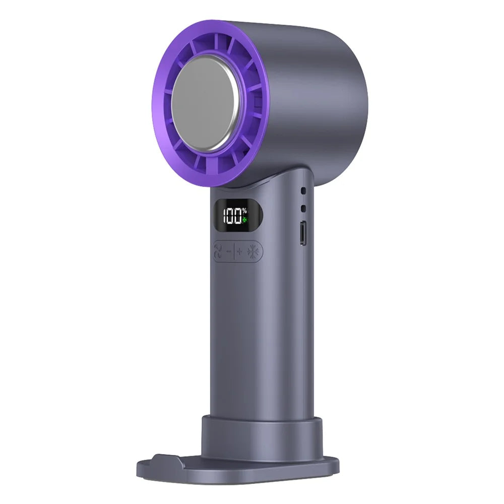 16°C Cooling Ice Pack Turbo Fan 4000mAh 100 Speed Foldable Handheld Fan for Outdoor Travel - Grey - 1