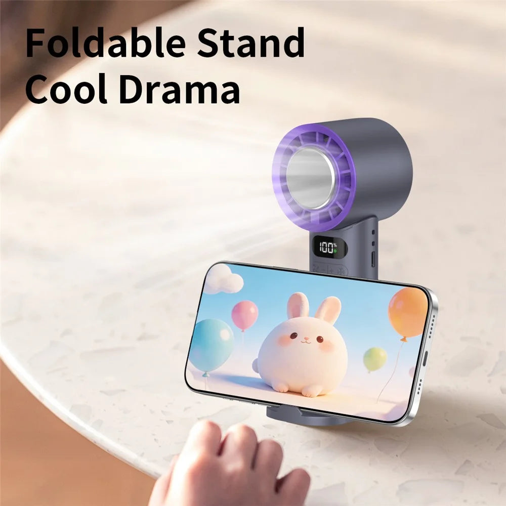 16°C Cooling Ice Pack Turbo Fan 4000mAh 100 Speed Foldable Handheld Fan for Outdoor Travel - Grey - 4