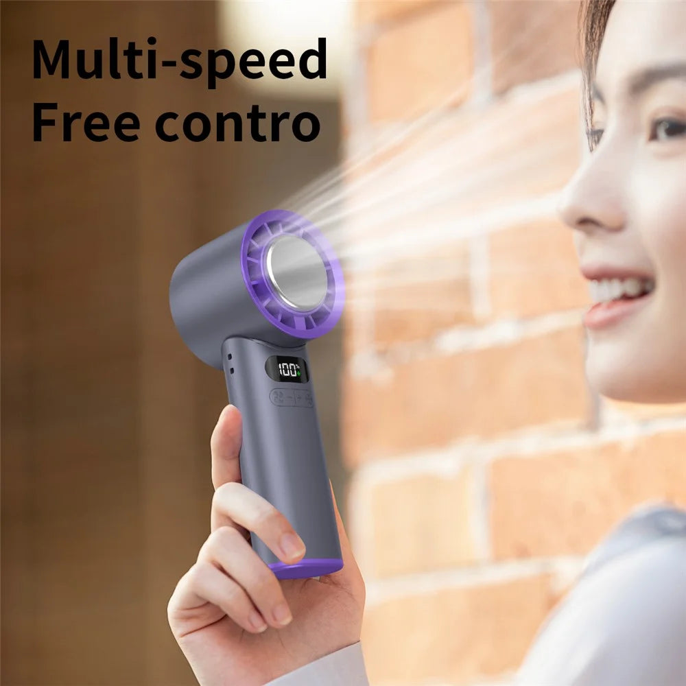 16°C Cooling Ice Pack Turbo Fan 4000mAh 100 Speed Foldable Handheld Fan for Outdoor Travel - Grey - 5