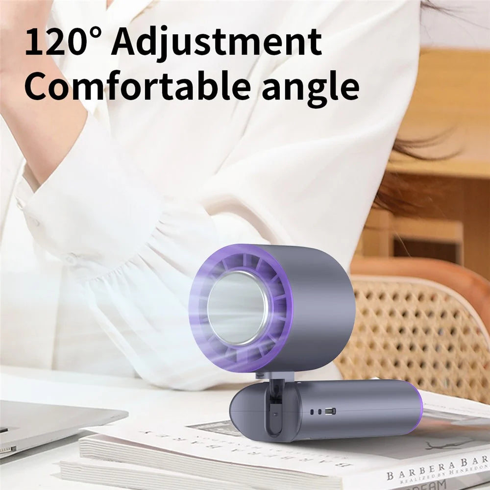 16°C Cooling Ice Pack Turbo Fan 4000mAh 100 Speed Foldable Handheld Fan for Outdoor Travel - Grey - 6