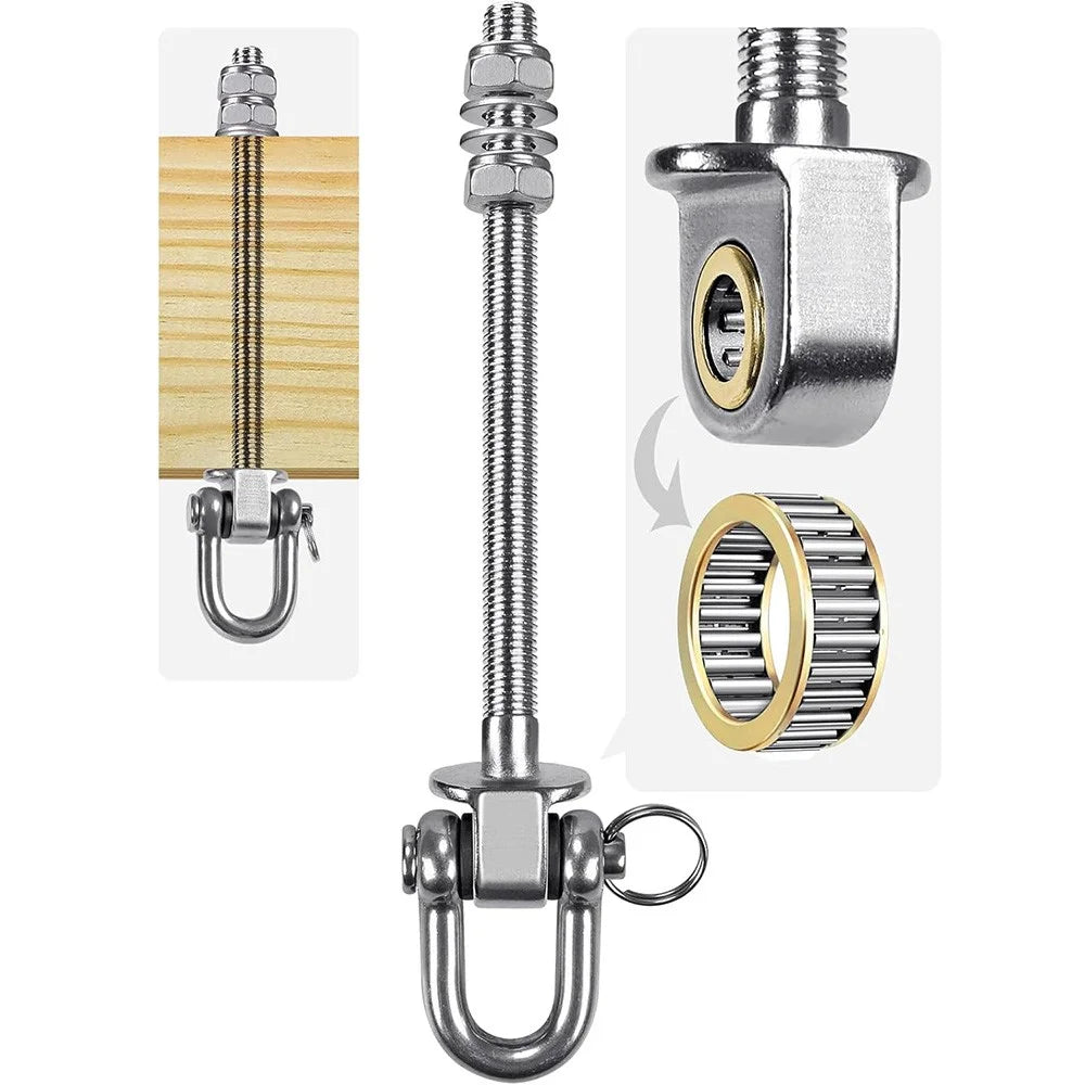 2Pcs 180mm Heavy Duty Swing Hanger 680kg Capacity 304 Stainless Steel Porch Swing Hook Hardware Kit for Hanging Hammocks Yoga Porch Swing - U-Ring - 1