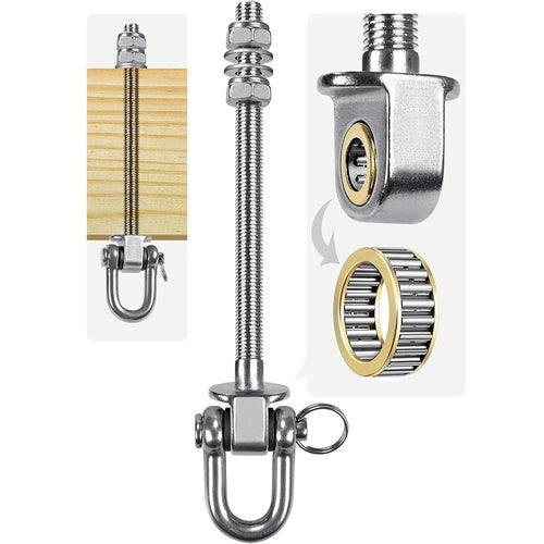 2Pcs 150mm Heavy Duty Swing Hanger 680kg Capacity 304 Stainless Steel Porch Swing Hook Hardware Kit for Hanging Hammocks Yoga Porch Swing - U-Ring - 1