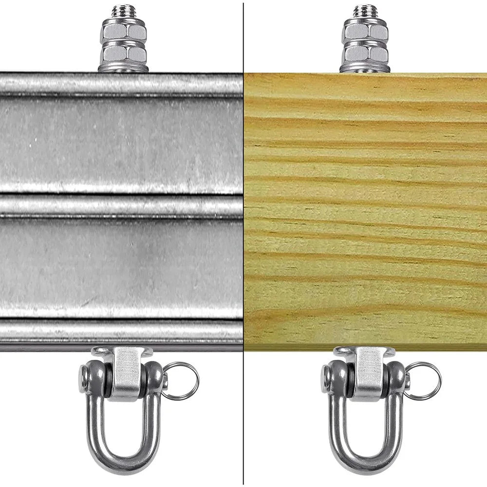 2Pcs 150mm Heavy Duty Swing Hanger 680kg Capacity 304 Stainless Steel Porch Swing Hook Hardware Kit for Hanging Hammocks Yoga Porch Swing - U-Ring - 4