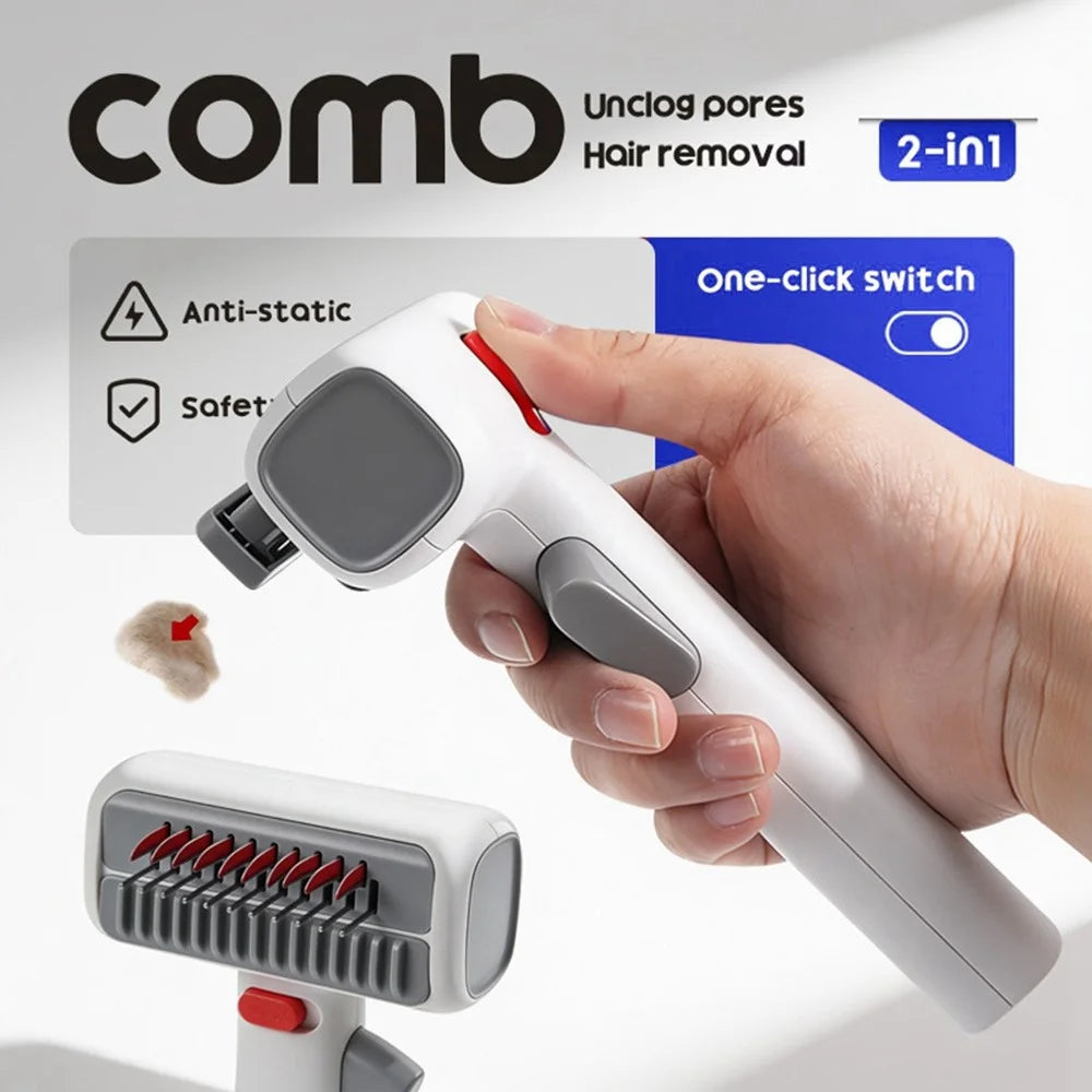 2-in-1 Pet Grooming Comb Detangling Hair Removal Tool with Safety Lock for Dogs Cats - 2