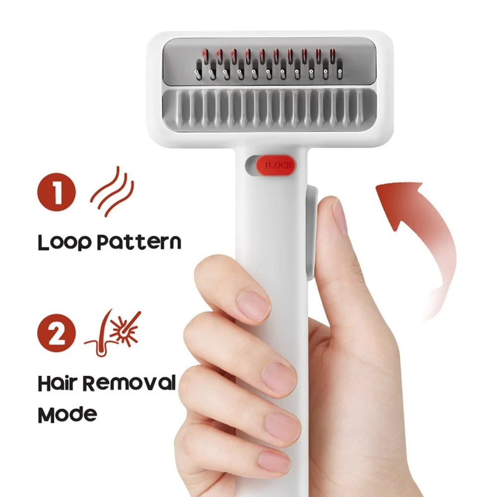 2-in-1 Pet Grooming Comb Detangling Hair Removal Tool with Safety Lock for Dogs Cats - 4