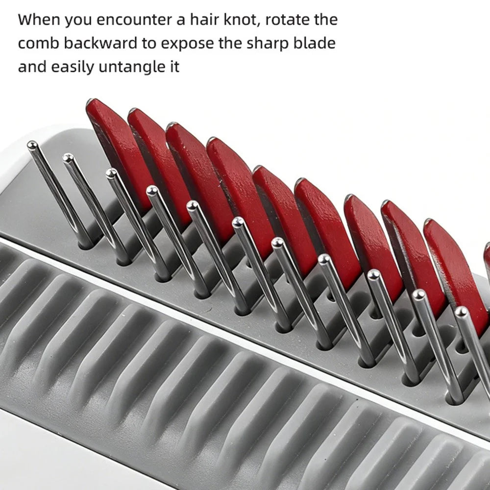 2-in-1 Pet Grooming Comb Detangling Hair Removal Tool with Safety Lock for Dogs Cats - 7