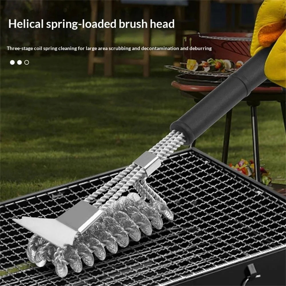 Stainless Steel Cleaning Brush BBQ Grill Galvanized Wire Brush for Outdoor Picnic Camping - Style A - 2