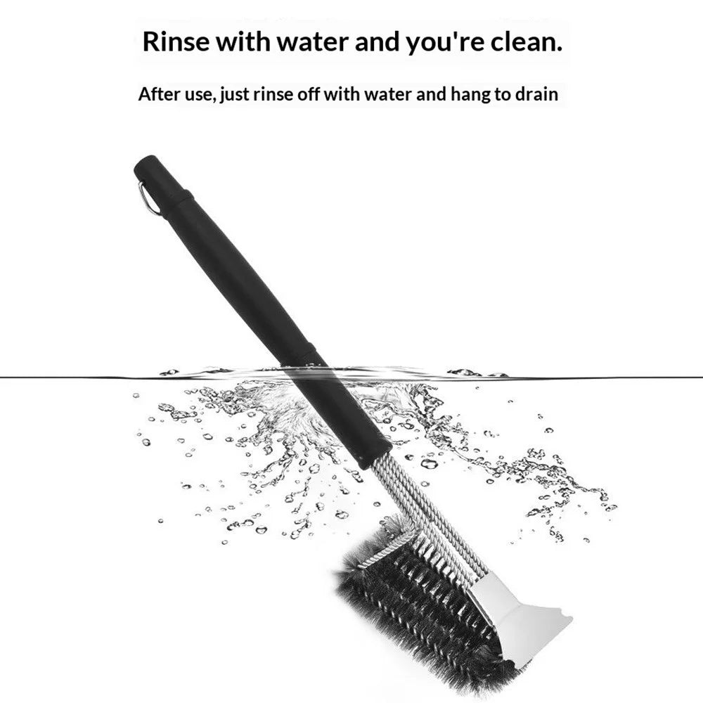 Stainless Steel Cleaning Brush BBQ Grill Galvanized Wire Brush for Outdoor Picnic Camping - Style A - 7