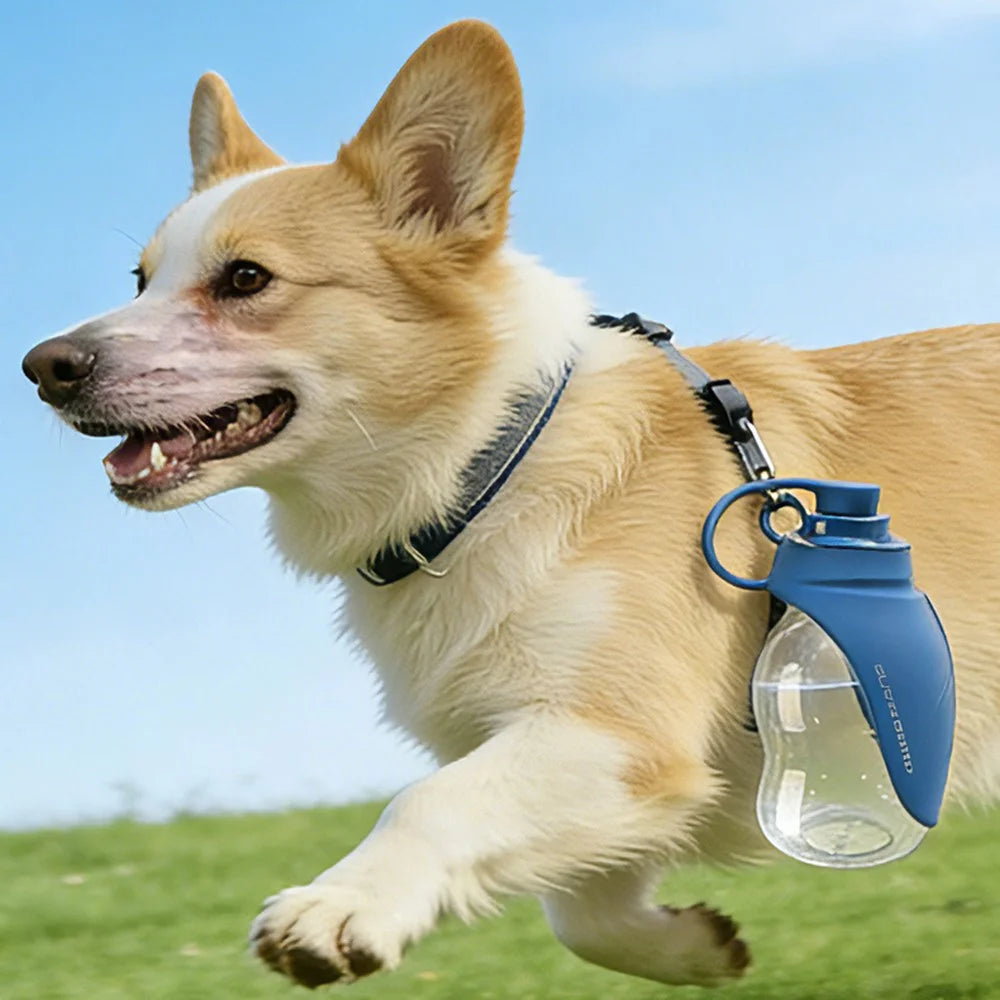 300ml Leaf Shape Pet Water Bottle Foldable Dog Cat Drinking Bowl for Outdoor Travel (BPA Free, No FDA) - Blue - 4